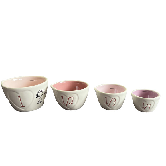 Rae Dunn x Peanut’s Snoopy Valentines Day 4 Piece Nesting Measuring Cup Set NEW - Picture 6 of 7
